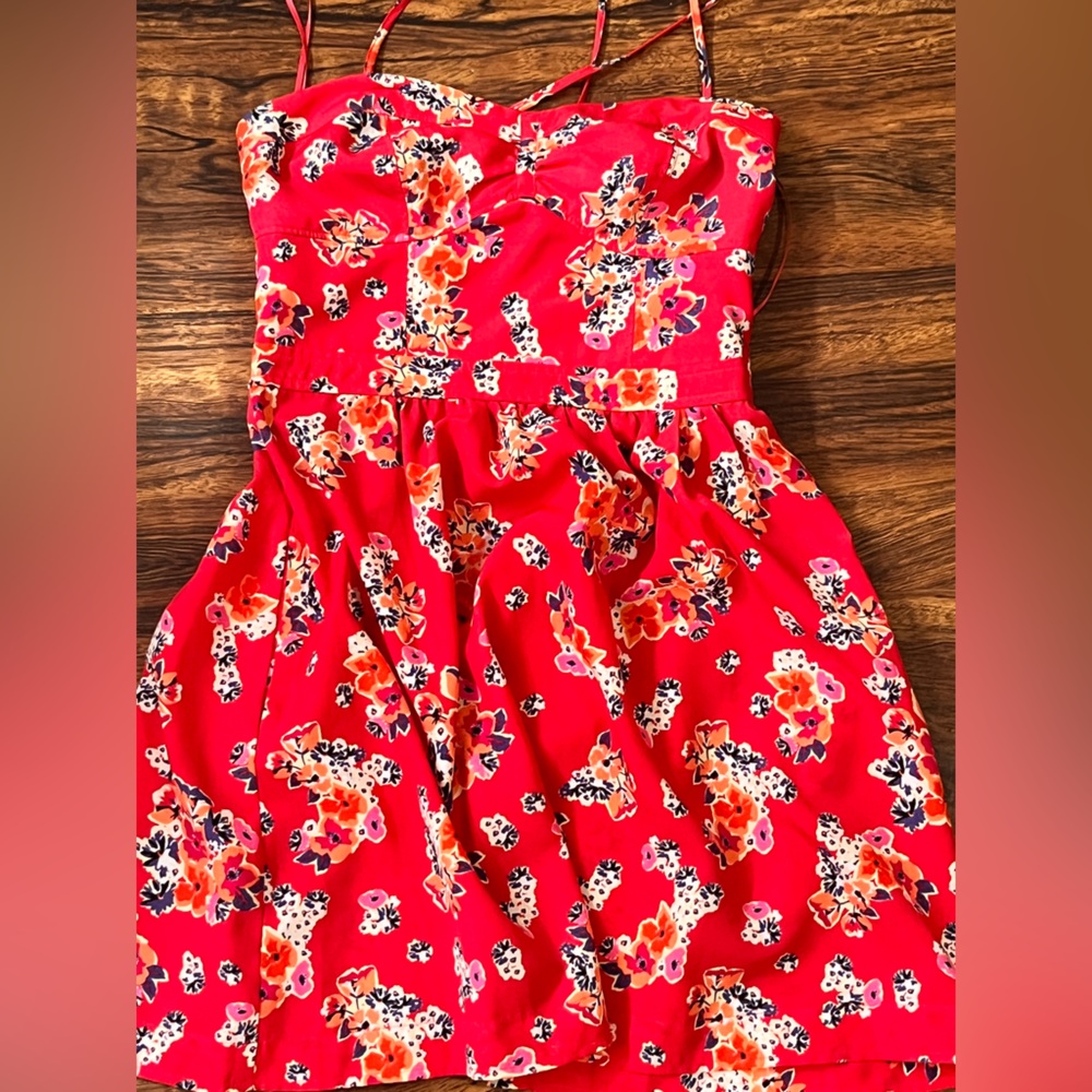 American Eagle Outfitters Red and Orange Smocked Top